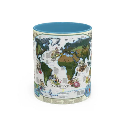 World Map - Diversity of Life (1999) (Map) Accent Coffee Mug 11oz Light Blue - Go Mug Yourself