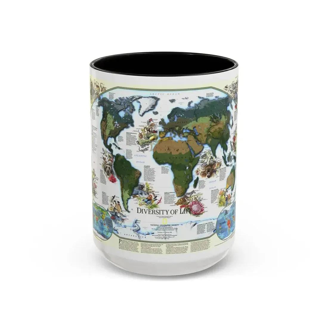 World Map - Diversity of Life (1999) (Map) Accent Coffee Mug 15oz Black - Go Mug Yourself