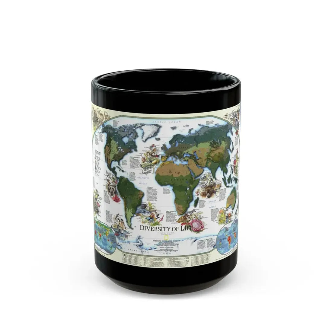 World Map - Diversity of Life (1999) (Map) Black Coffee Mug 15oz - Go Mug Yourself