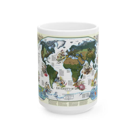 World Map - Diversity of Life (1999) (Map) White Coffee Mug-15oz-Go Mug Yourself