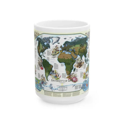 World Map - Diversity of Life (1999) (Map) White Coffee Mug 15oz - Go Mug Yourself