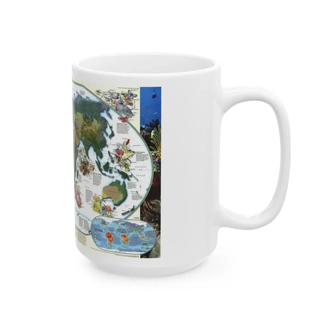 World Map - Diversity of Life (1999) (Map) White Coffee Mug - Go Mug Yourself