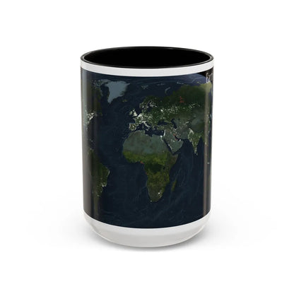 World Map - Earth at Night (2004) (Map) Accent Coffee Mug 15oz Black - Go Mug Yourself