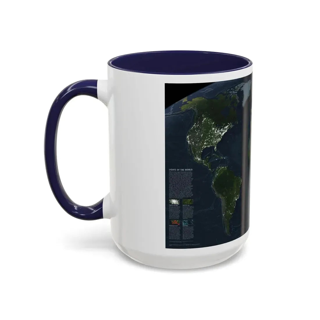 World Map - Earth at Night (2004) (Map) Accent Coffee Mug - Go Mug Yourself