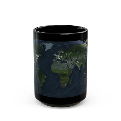 World Map - Earth at Night (2004) (Map) Black Coffee Mug 15oz - Go Mug Yourself