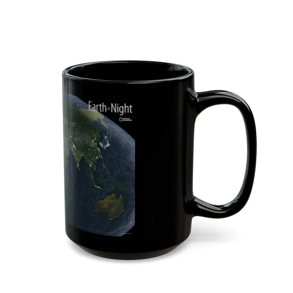 World Map - Earth at Night (2004) (Map) Black Coffee Mug-Go Mug Yourself