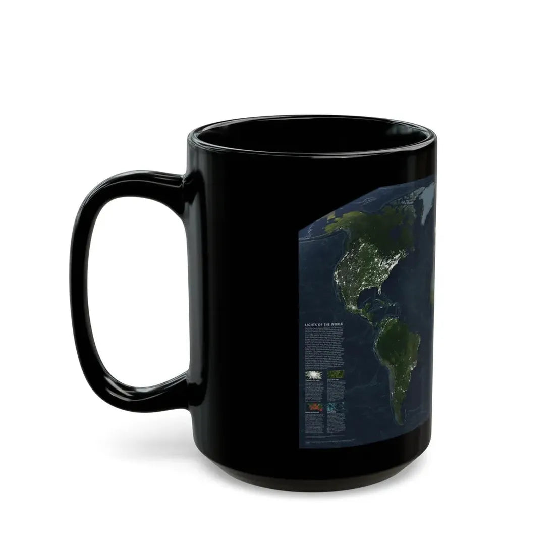 World Map - Earth at Night (2004) (Map) Black Coffee Mug - Go Mug Yourself