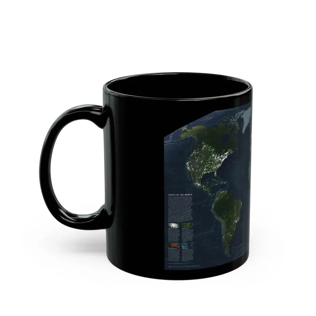 World Map - Earth at Night (2004) (Map) Black Coffee Mug - Go Mug Yourself