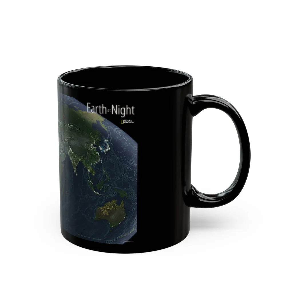 World Map - Earth at Night (2004) (Map) Black Coffee Mug-Go Mug Yourself