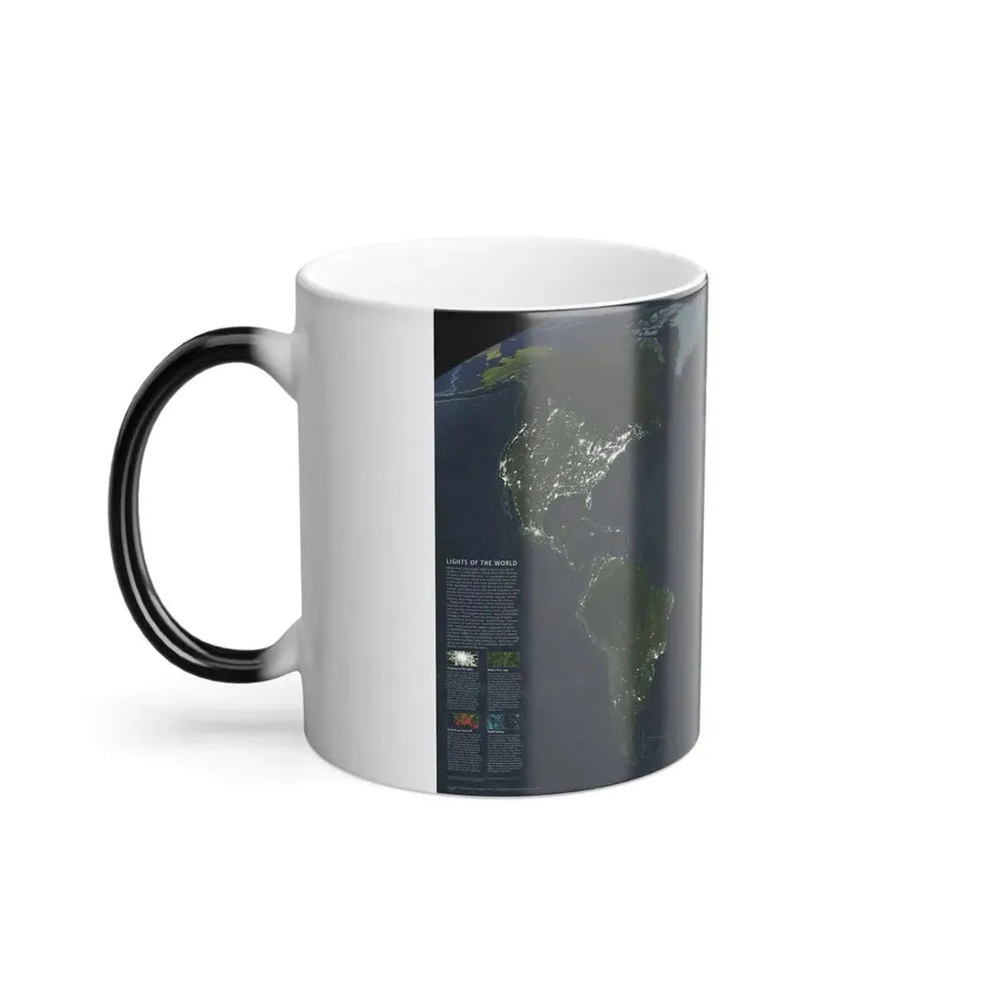 World Map - Earth at Night (2004) (Map) Color Changing Mug 11oz - Go Mug Yourself