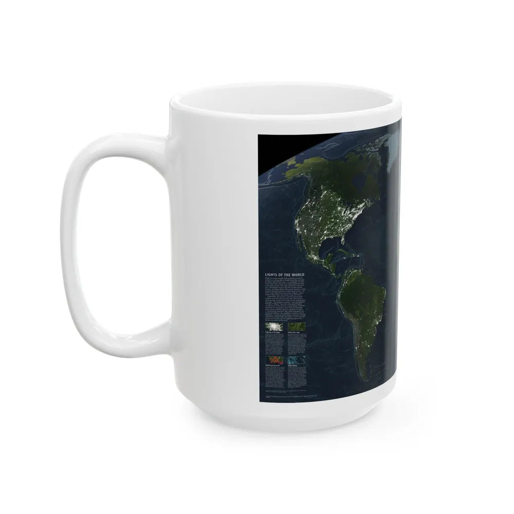 World Map - Earth at Night (2004) (Map) White Coffee Mug-Go Mug Yourself