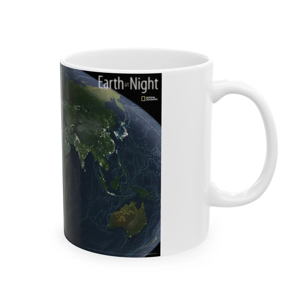 World Map - Earth at Night (2004) (Map) White Coffee Mug-Go Mug Yourself