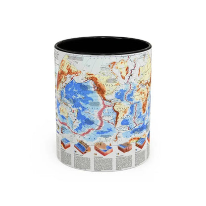 World Map - Earth's Dynamic Crust (1985) (Map) Accent Coffee Mug 11oz Black - Go Mug Yourself