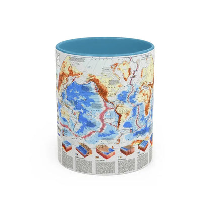 World Map - Earth's Dynamic Crust (1985) (Map) Accent Coffee Mug 11oz Light Blue - Go Mug Yourself