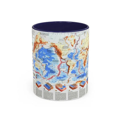 World Map - Earth's Dynamic Crust (1985) (Map) Accent Coffee Mug 11oz Navy - Go Mug Yourself
