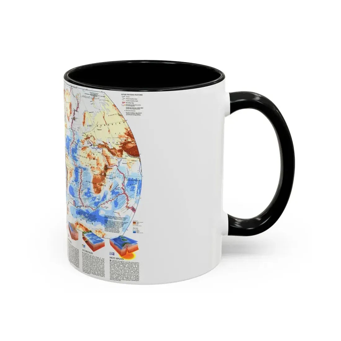 World Map - Earth's Dynamic Crust (1985) (Map) Accent Coffee Mug - Go Mug Yourself