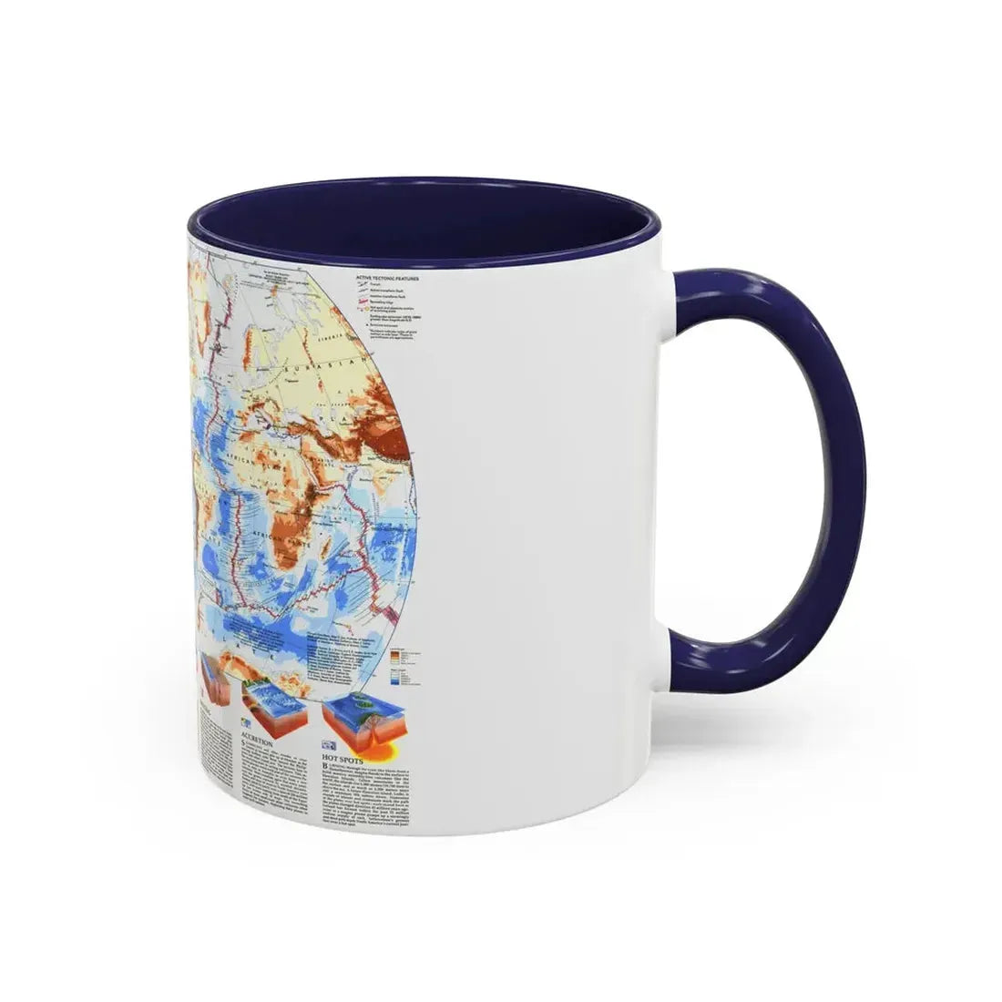 World Map - Earth's Dynamic Crust (1985) (Map) Accent Coffee Mug - Go Mug Yourself
