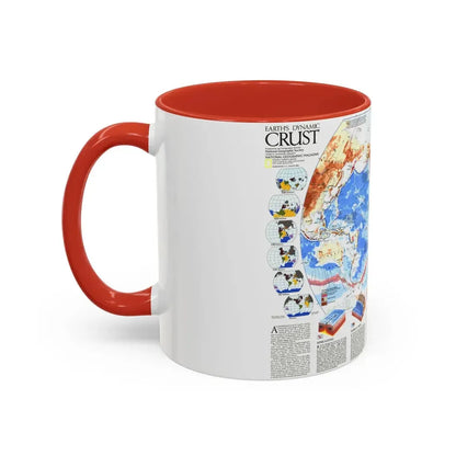 World Map - Earth's Dynamic Crust (1985) (Map) Accent Coffee Mug - Go Mug Yourself