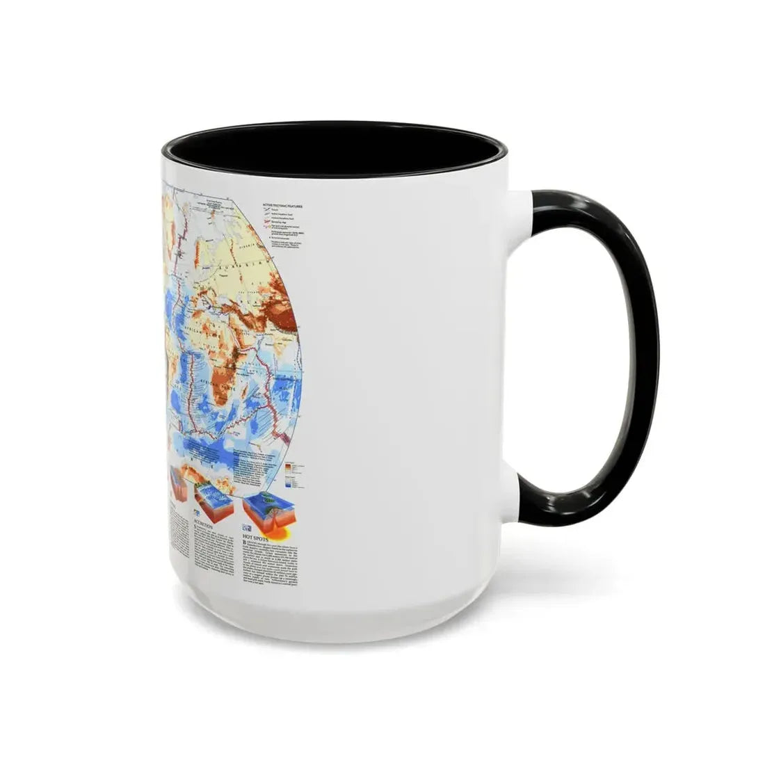 World Map - Earth's Dynamic Crust (1985) (Map) Accent Coffee Mug - Go Mug Yourself