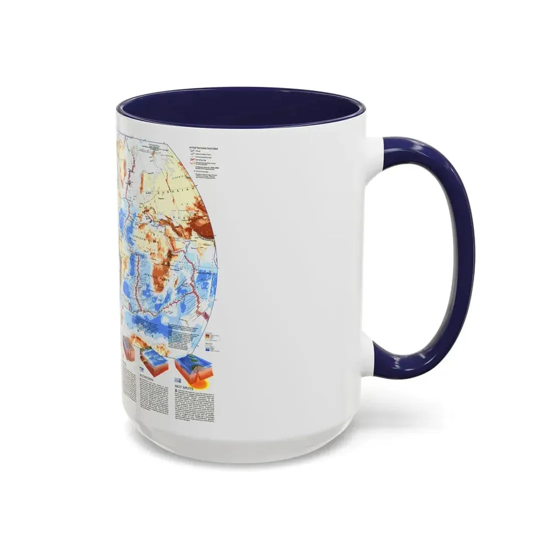 World Map - Earth's Dynamic Crust (1985) (Map) Accent Coffee Mug - Go Mug Yourself