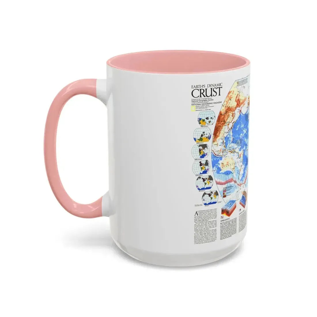 World Map - Earth's Dynamic Crust (1985) (Map) Accent Coffee Mug - Go Mug Yourself