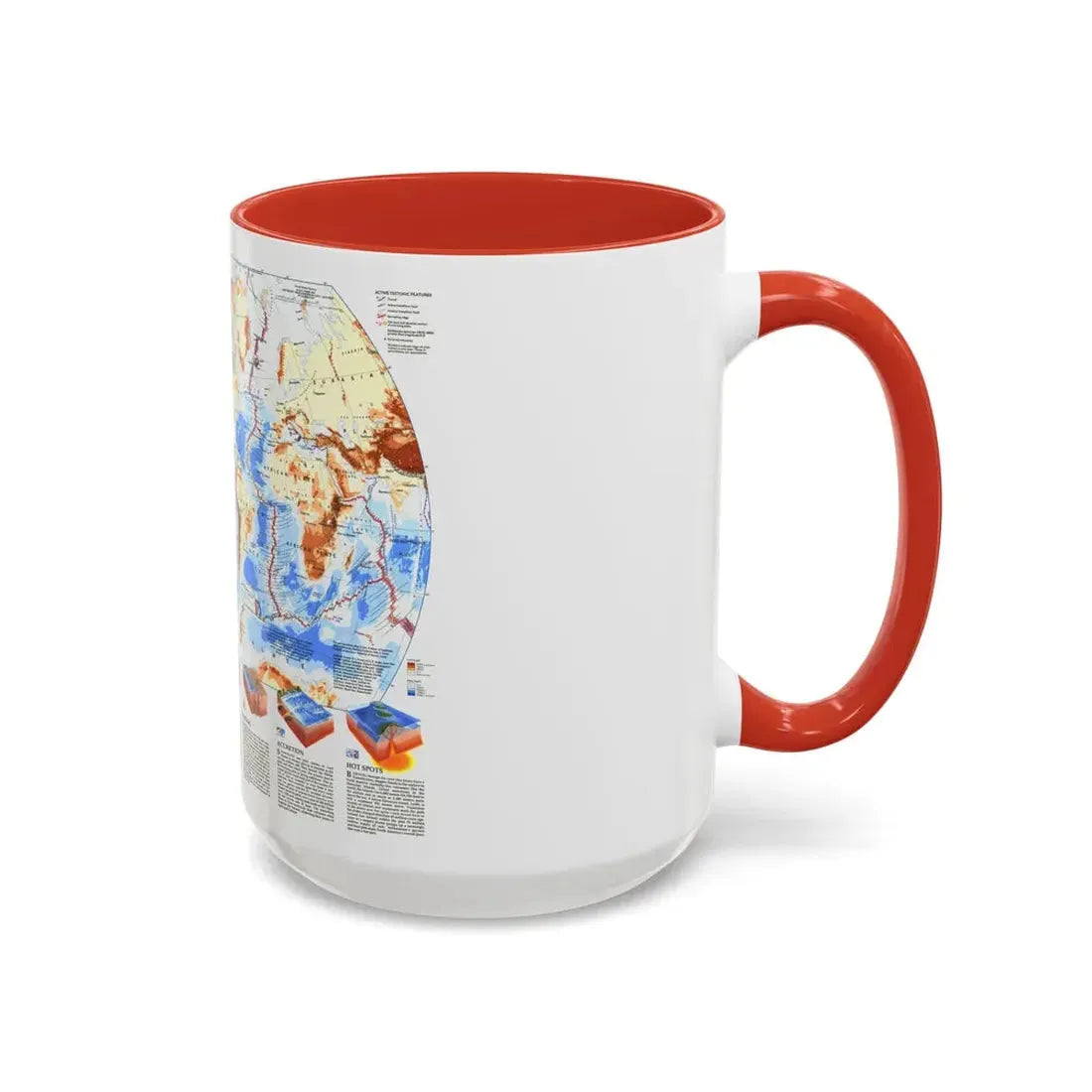 World Map - Earth's Dynamic Crust (1985) (Map) Accent Coffee Mug - Go Mug Yourself
