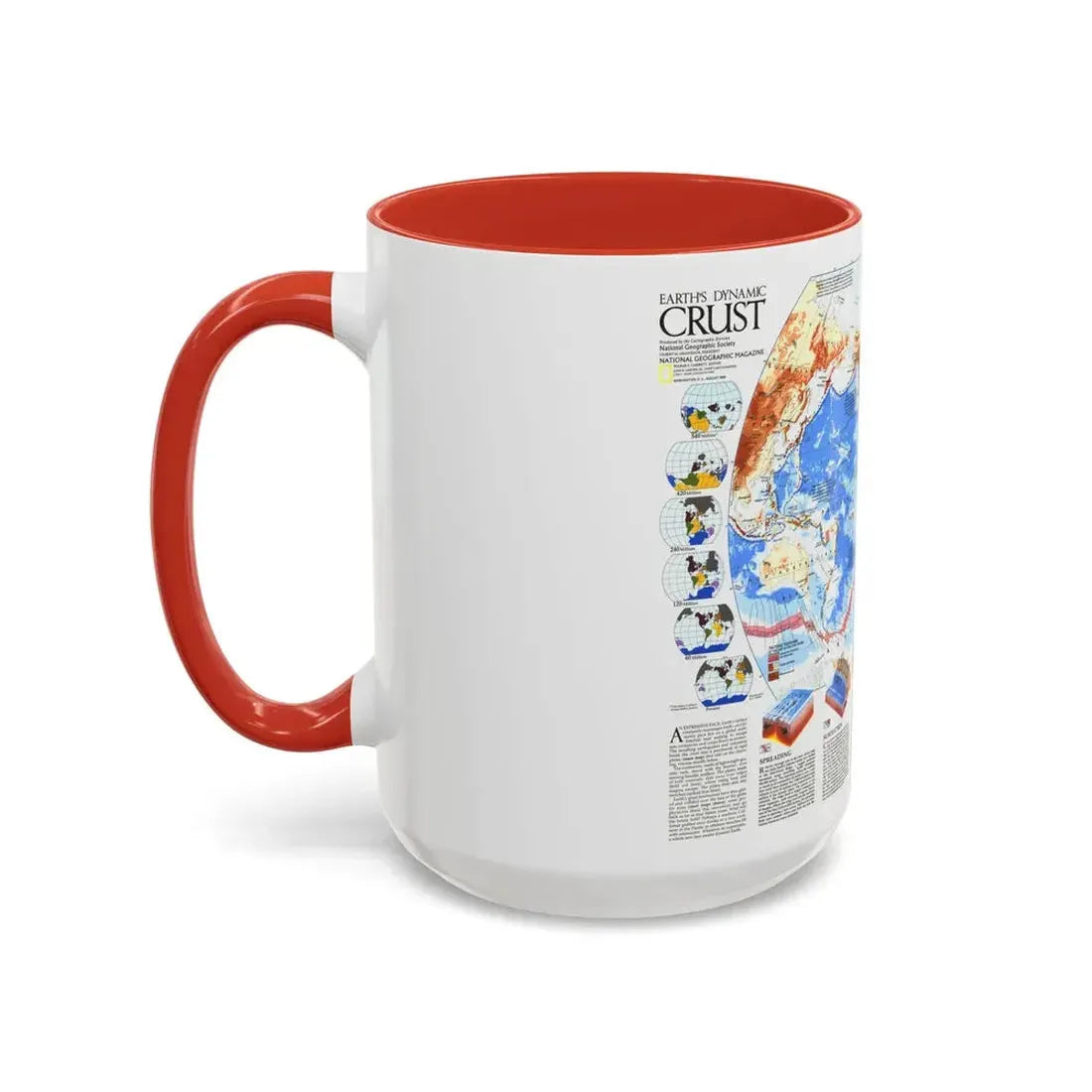 World Map - Earth's Dynamic Crust (1985) (Map) Accent Coffee Mug - Go Mug Yourself