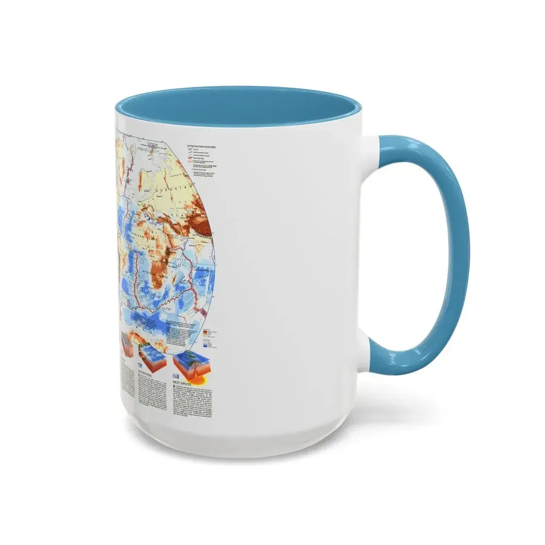 World Map - Earth's Dynamic Crust (1985) (Map) Accent Coffee Mug - Go Mug Yourself
