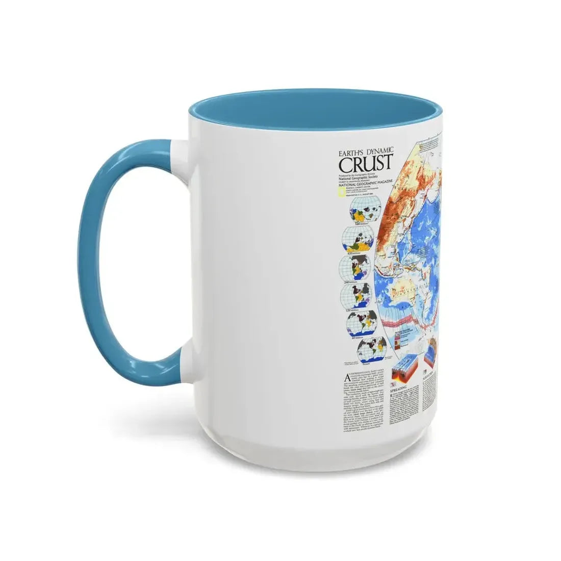 World Map - Earth's Dynamic Crust (1985) (Map) Accent Coffee Mug - Go Mug Yourself