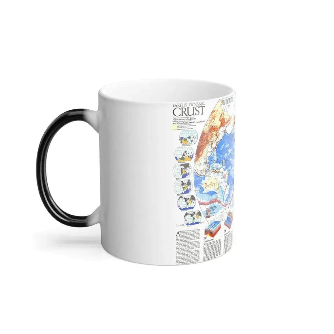 World Map - Earth's Dynamic Crust (1985) (Map) Color Changing Mug 11oz - Go Mug Yourself