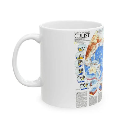 World Map - Earth's Dynamic Crust (1985) (Map) White Coffee Mug - Go Mug Yourself