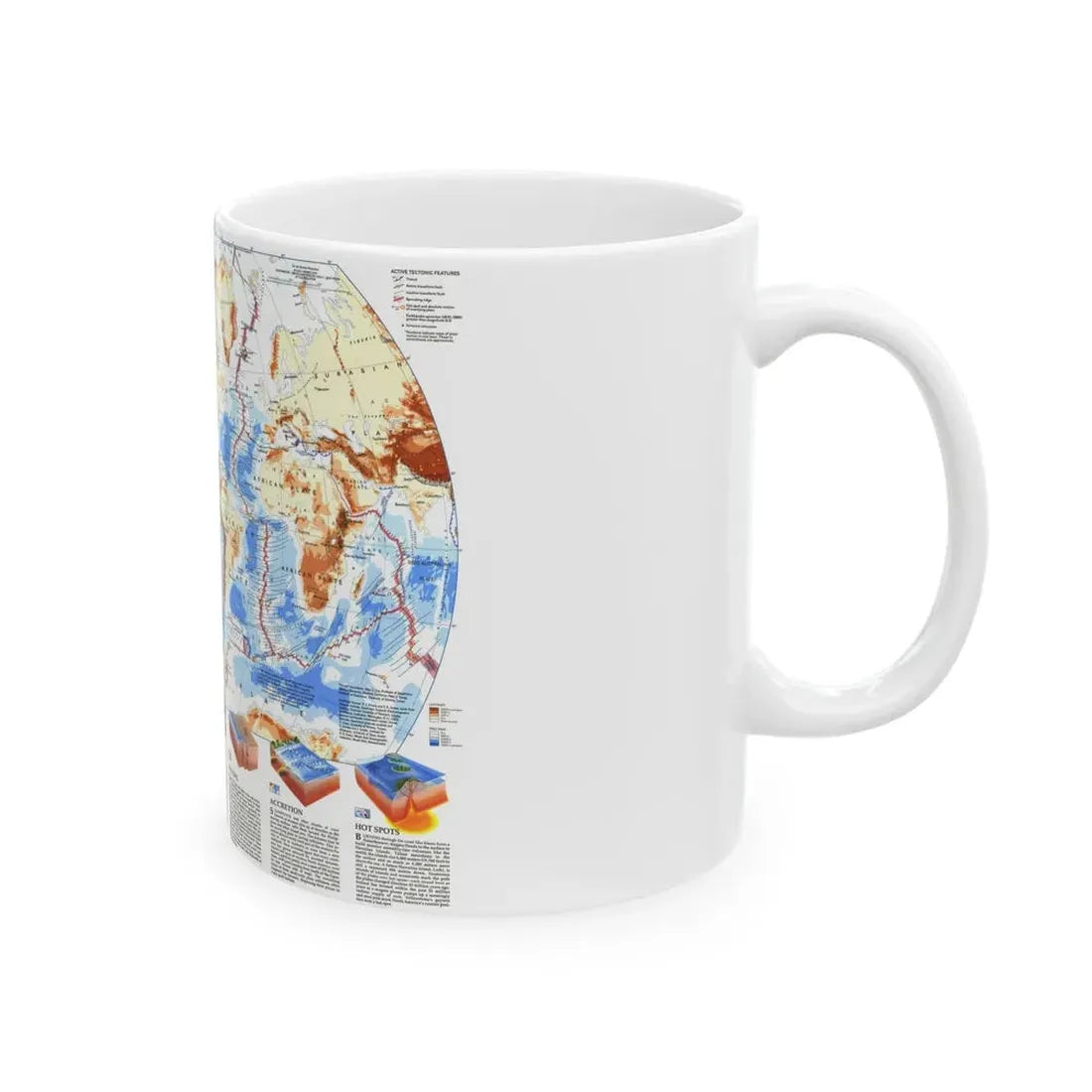 World Map - Earth's Dynamic Crust (1985) (Map) White Coffee Mug - Go Mug Yourself