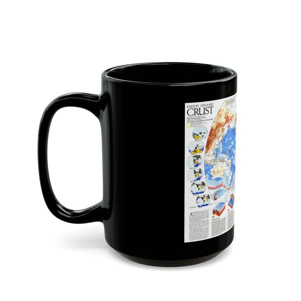 World Map - Earth's Dynamic Crust (1985) (Map) Black Coffee Mug-Go Mug Yourself