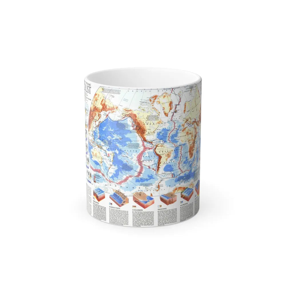 World Map - Earth's Dynamic Crust (1985) (Map) Color Changing Mug 11oz-Go Mug Yourself