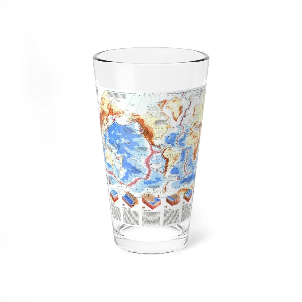 World Map - Earth's Dynamic Crust (1985) (Map) Pint Glass 16oz-16oz-Go Mug Yourself