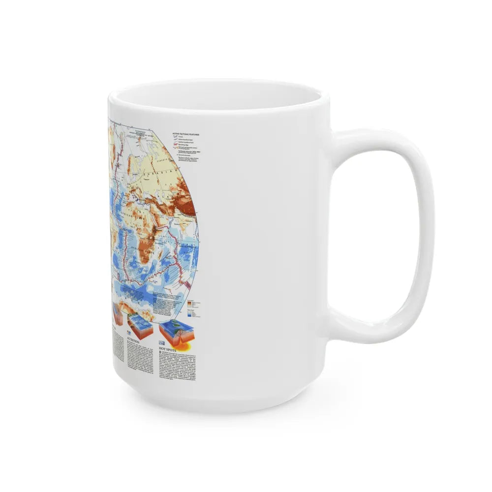 World Map - Earth's Dynamic Crust (1985) (Map) White Coffee Mug-Go Mug Yourself