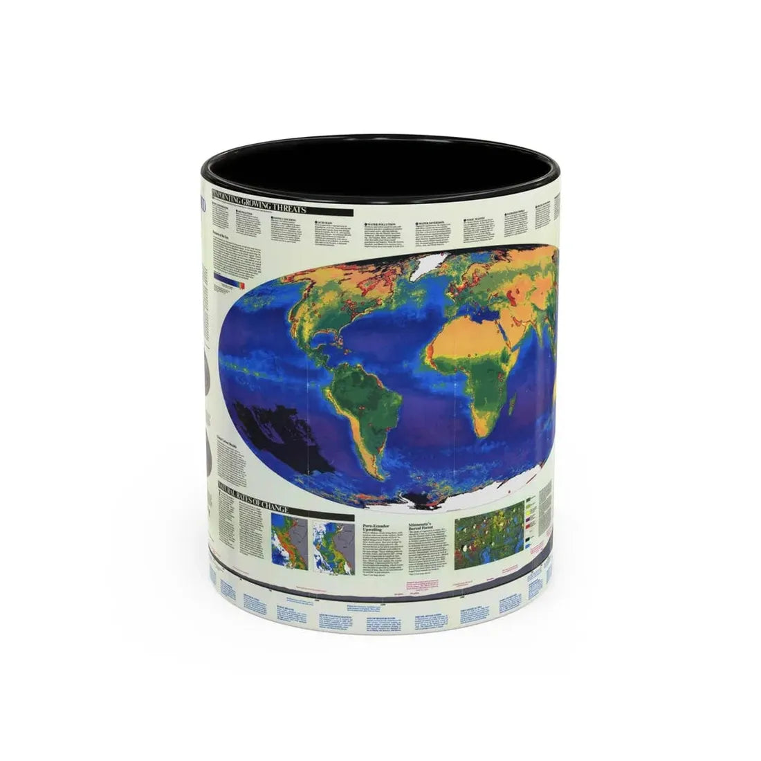World Map - Endangered Earth (Map) Accent Coffee Mug 11oz Black - Go Mug Yourself