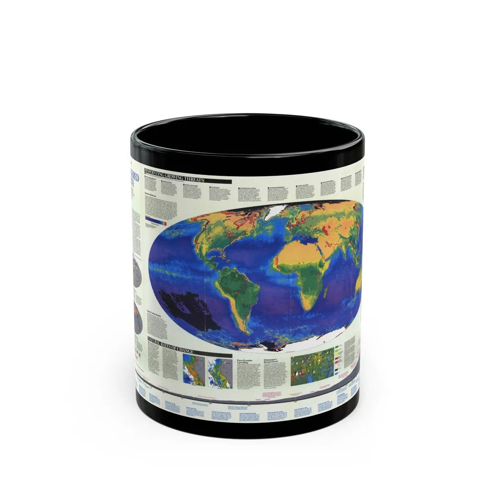 World Map - Endangered Earth (Map) Black Coffee Mug-11oz-Go Mug Yourself