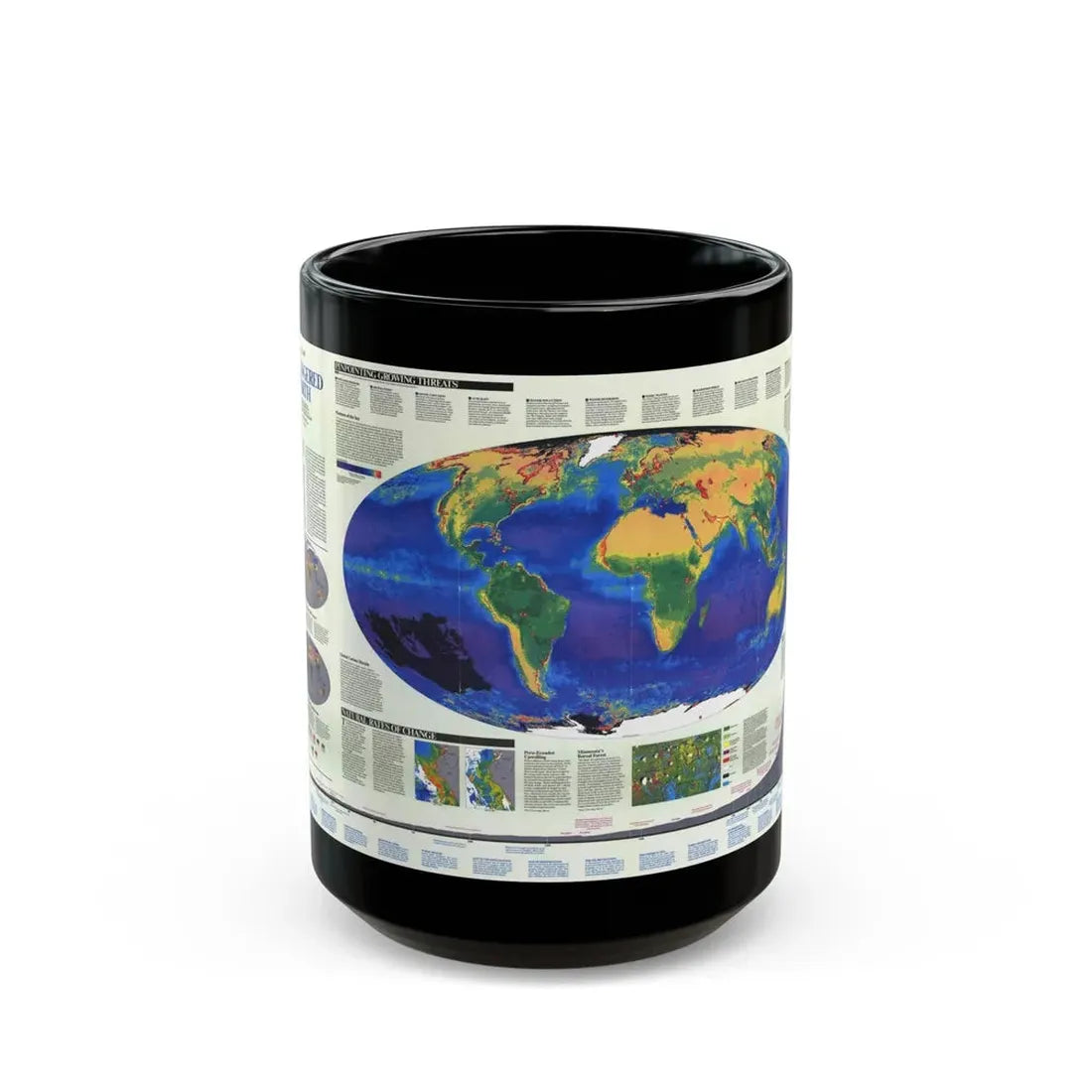 World Map - Endangered Earth (Map) Black Coffee Mug 15oz - Go Mug Yourself
