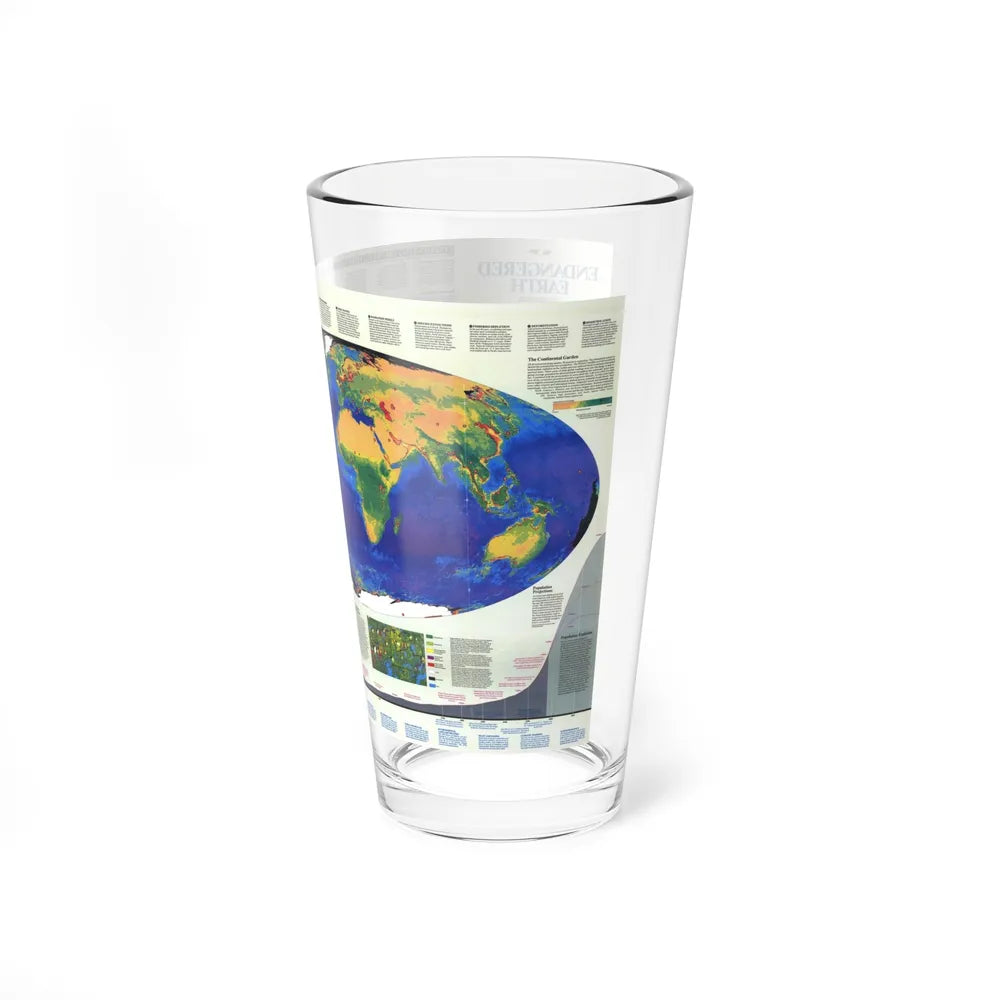 World Map - Endangered Earth (Map) Pint Glass 16oz-Go Mug Yourself