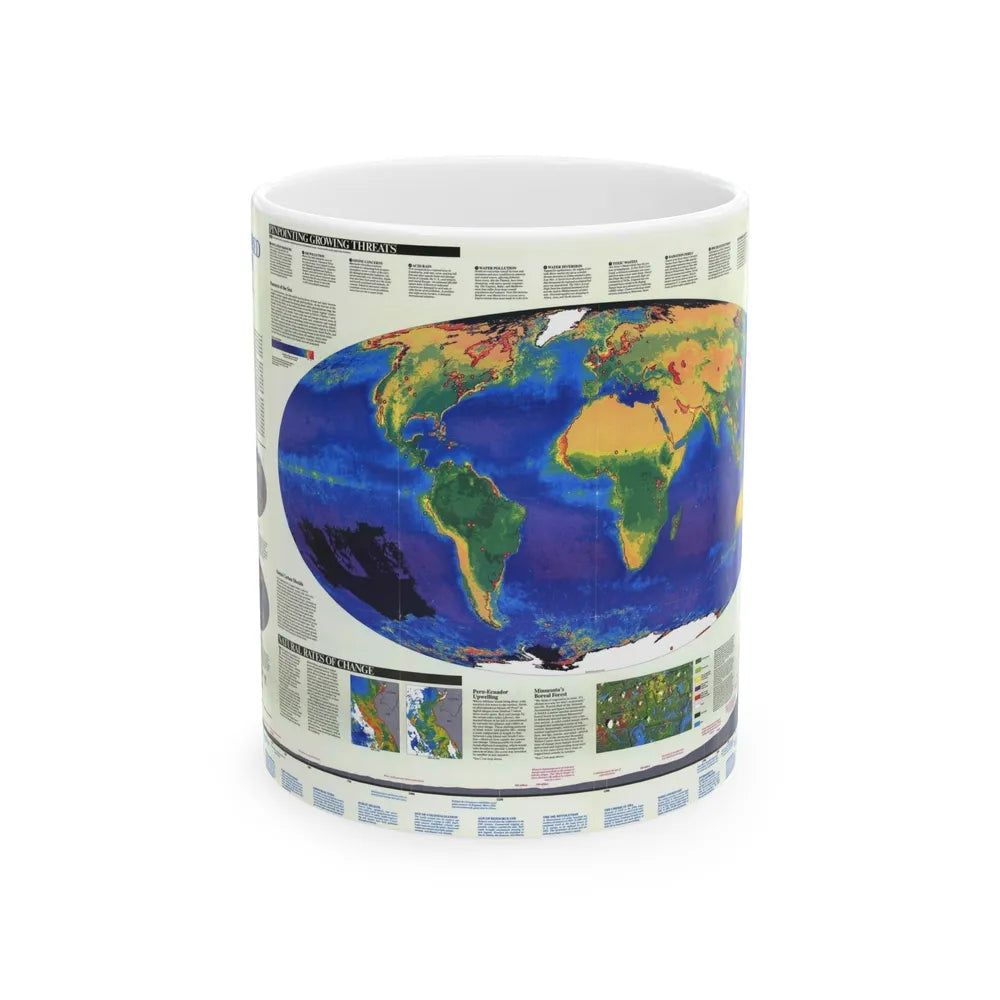 World Map - Endangered Earth (Map) White Coffee Mug-11oz-Go Mug Yourself