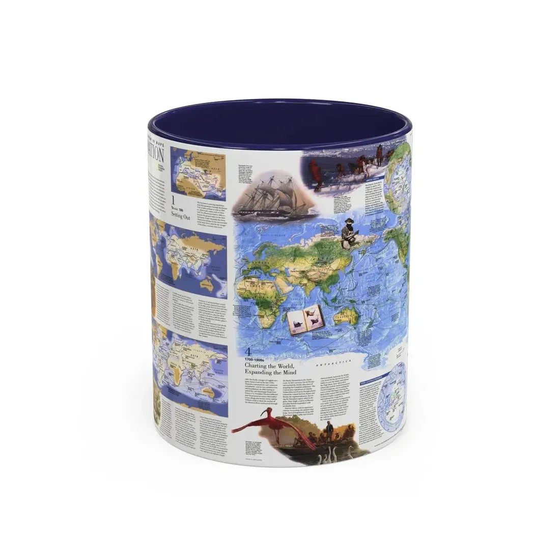 World Map - Exploration (1998) (Map) Accent Coffee Mug 11oz Navy - Go Mug Yourself