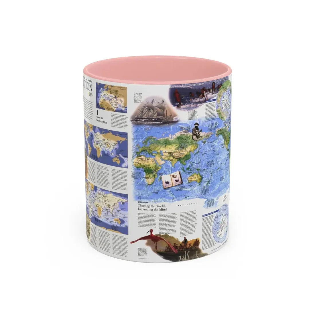 World Map - Exploration (1998) (Map) Accent Coffee Mug 11oz Pink - Go Mug Yourself