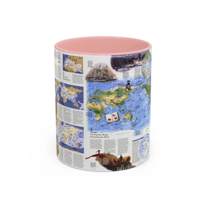 World Map - Exploration (1998) (Map) Accent Coffee Mug 11oz Pink - Go Mug Yourself