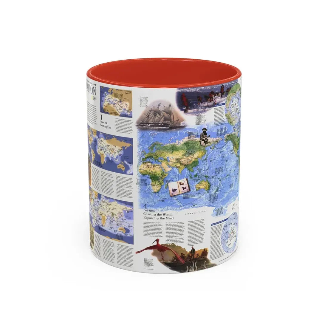 World Map - Exploration (1998) (Map) Accent Coffee Mug 11oz Red - Go Mug Yourself