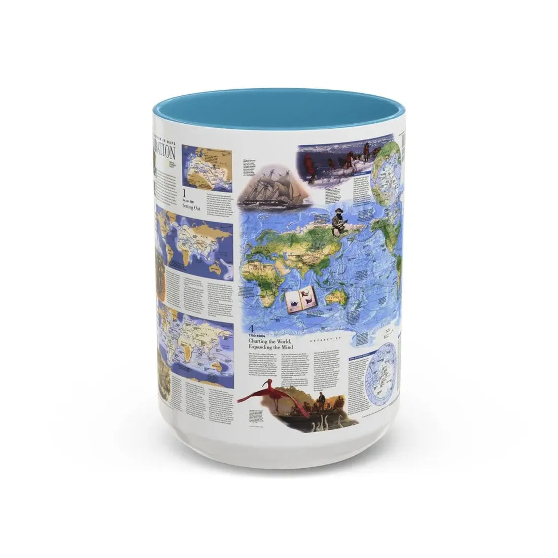 World Map - Exploration (1998) (Map) Accent Coffee Mug 15oz Light Blue - Go Mug Yourself
