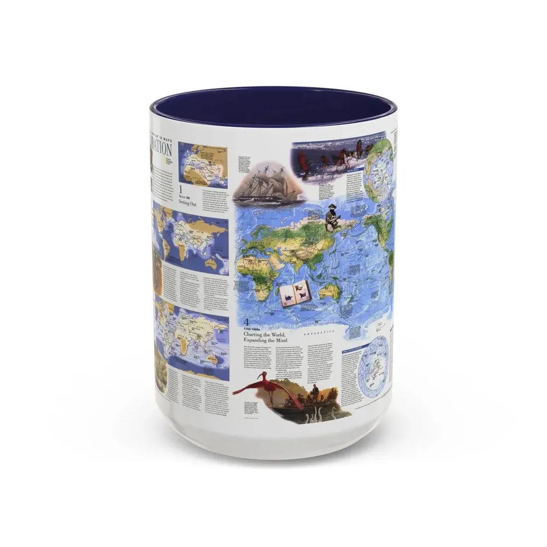 World Map - Exploration (1998) (Map) Accent Coffee Mug 15oz Navy - Go Mug Yourself