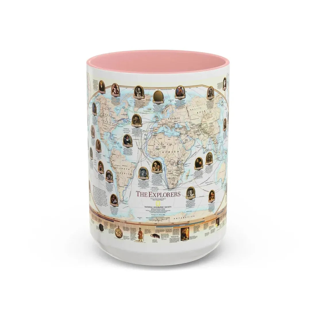World Map - Explorers (1998) (Map) Accent Coffee Mug 15oz Pink - Go Mug Yourself
