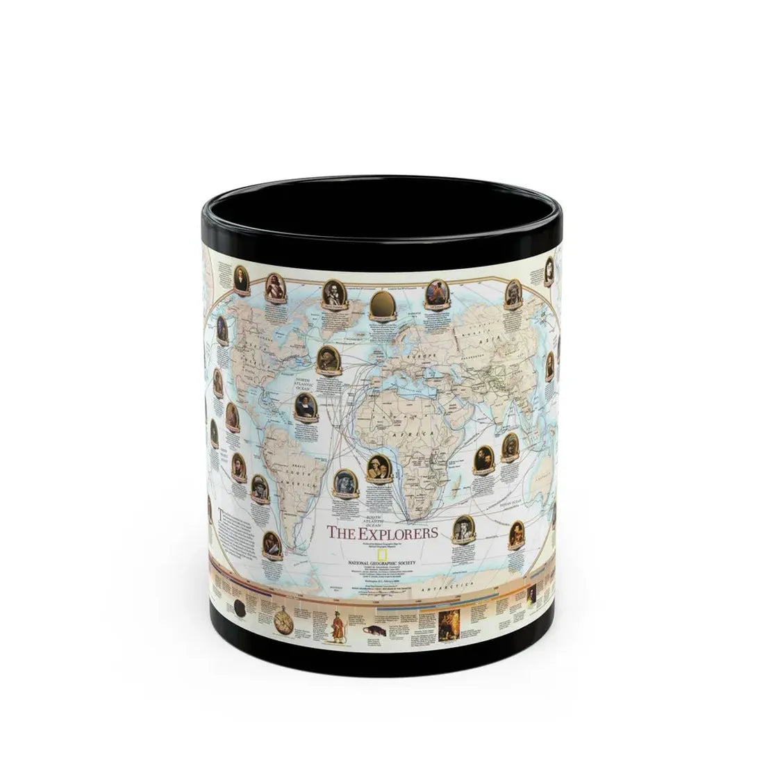 World Map - Explorers (1998) (Map) Black Coffee Mug 11oz - Go Mug Yourself