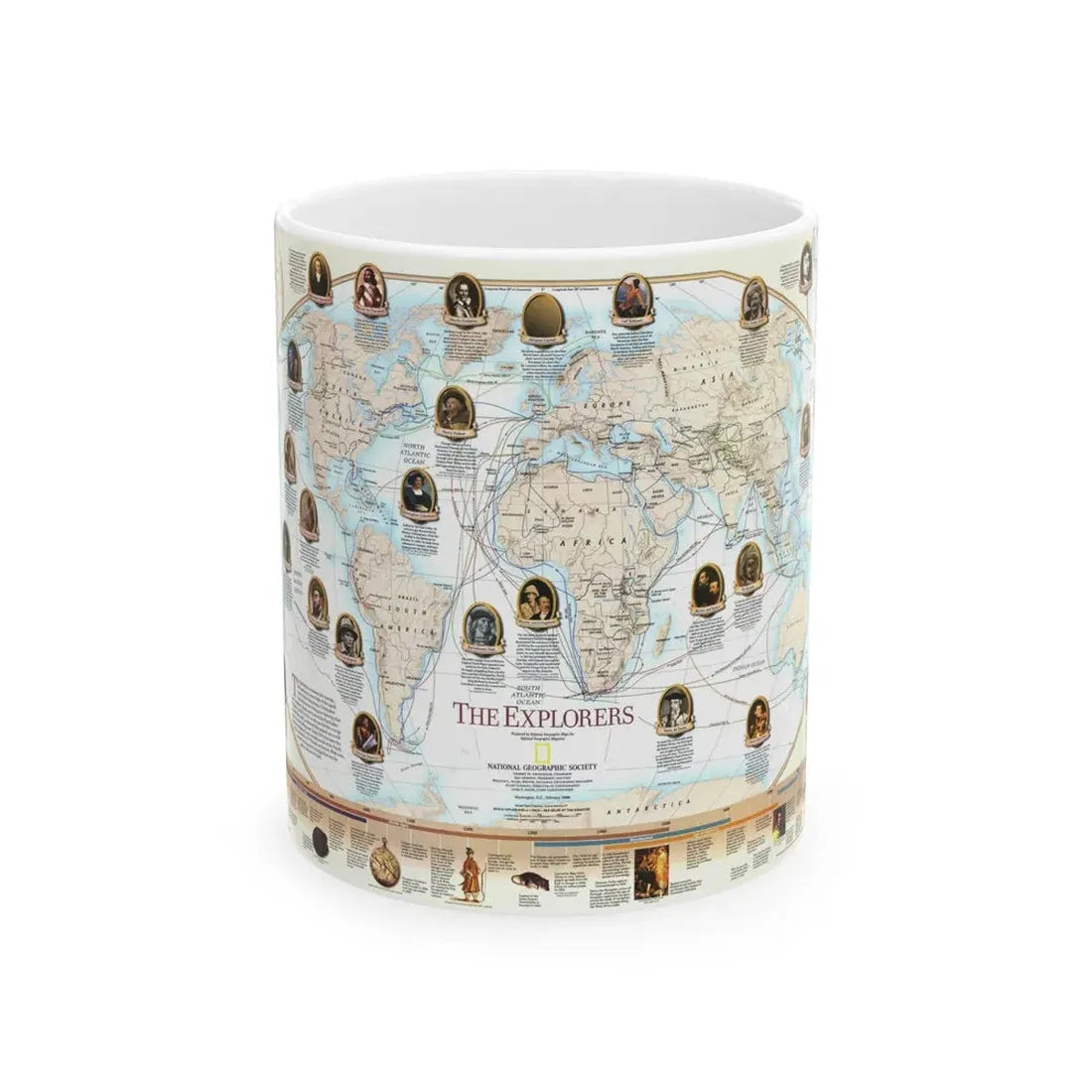 World Map - Explorers (1998) (Map) White Coffee Mug 11oz - Go Mug Yourself